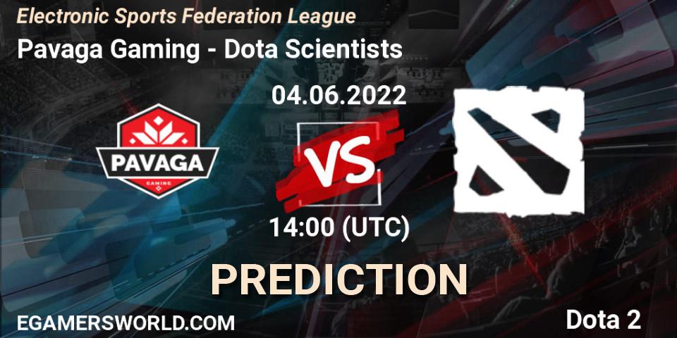 Pronósticos Pavaga Gaming - Dota Scientists. 04.06.2022 at 15:07. Electronic Sports Federation League - Dota 2