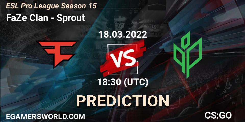 Pronósticos FaZe Clan - Sprout. 18.03.2022 at 18:35. ESL Pro League Season 15 - Counter-Strike (CS2)