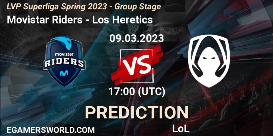Pronósticos Movistar Riders - Los Heretics. 09.03.2023 at 21:00. LVP Superliga Spring 2023 - Group Stage - LoL