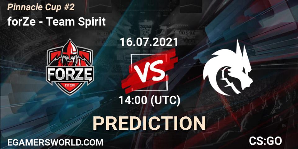 Pronósticos forZe - Team Spirit. 16.07.2021 at 14:50. Pinnacle Cup #2 - Counter-Strike (CS2)