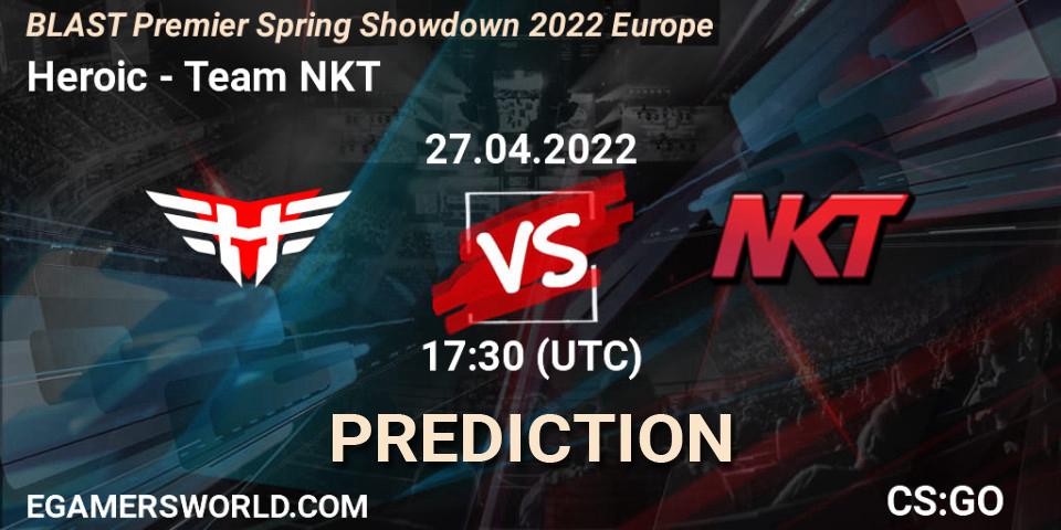 Pronósticos Heroic - Team NKT. 27.04.2022 at 17:45. BLAST Premier Spring Showdown 2022 Europe - Counter-Strike (CS2)