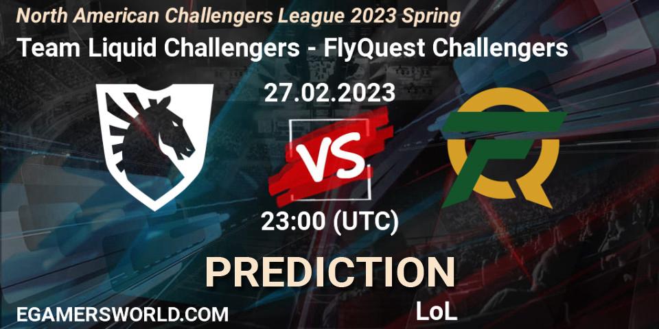 Pronósticos Team Liquid Challengers - FlyQuest Challengers. 27.02.23. NACL 2023 Spring - Group Stage - LoL