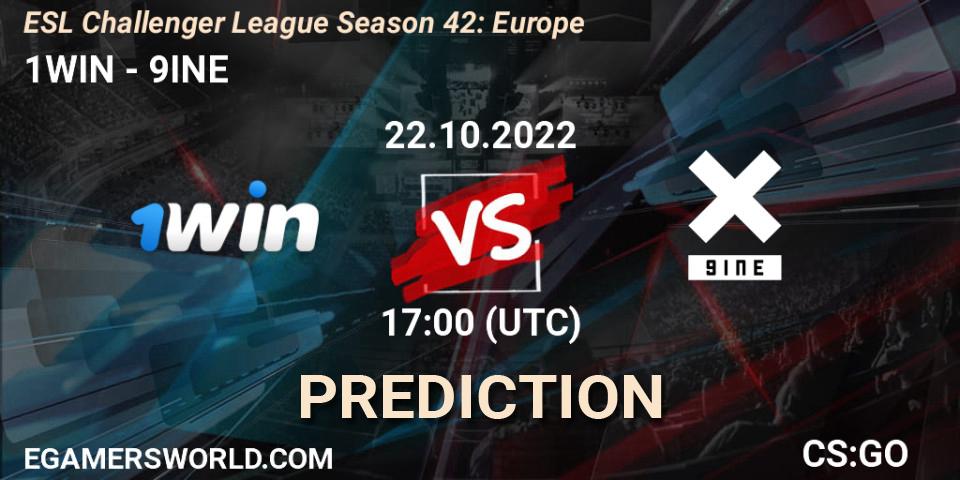 Pronósticos 1WIN - 9INE. 22.10.22. ESL Challenger League Season 42: Europe - CS2 (CS:GO)