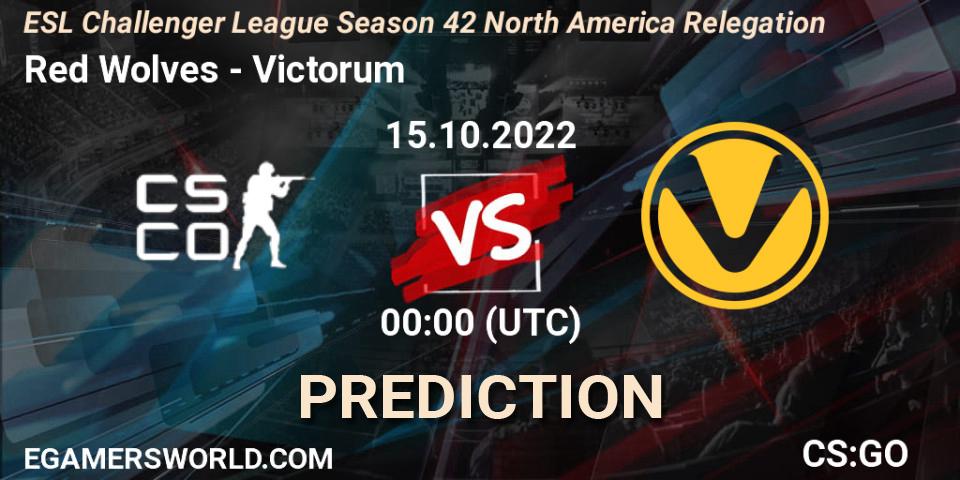 Pronósticos Louisville Red Wolves - Victorum. 15.10.22. ESL Challenger League Season 42 North America Relegation - CS2 (CS:GO)