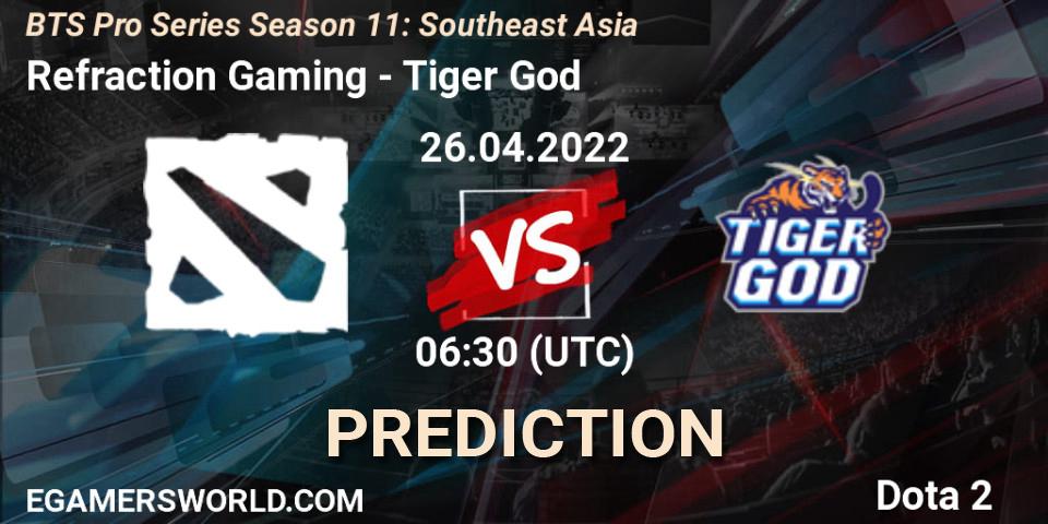 Pronósticos Refraction Gaming - Tiger God. 26.04.22. BTS Pro Series Season 11: Southeast Asia - Dota 2