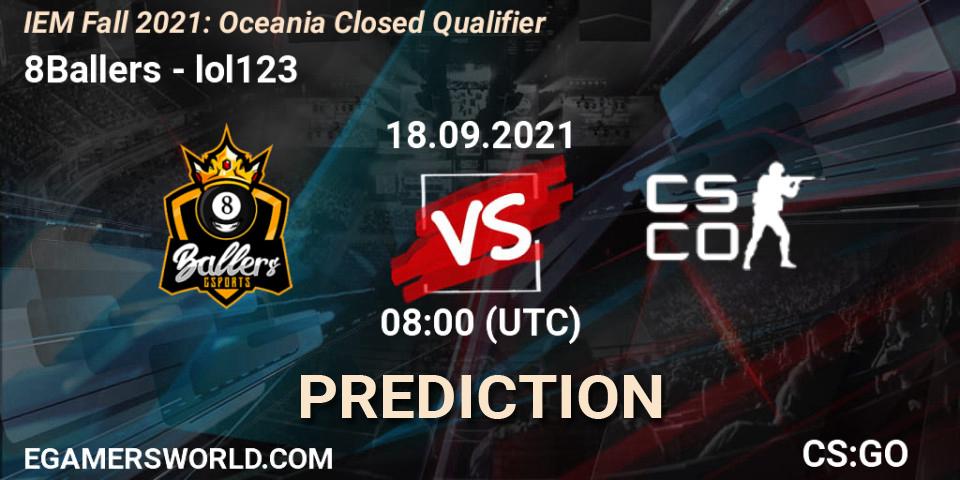 Pronósticos 8Ballers - lol123. 18.09.21. IEM Fall 2021: Oceania Closed Qualifier - CS2 (CS:GO)