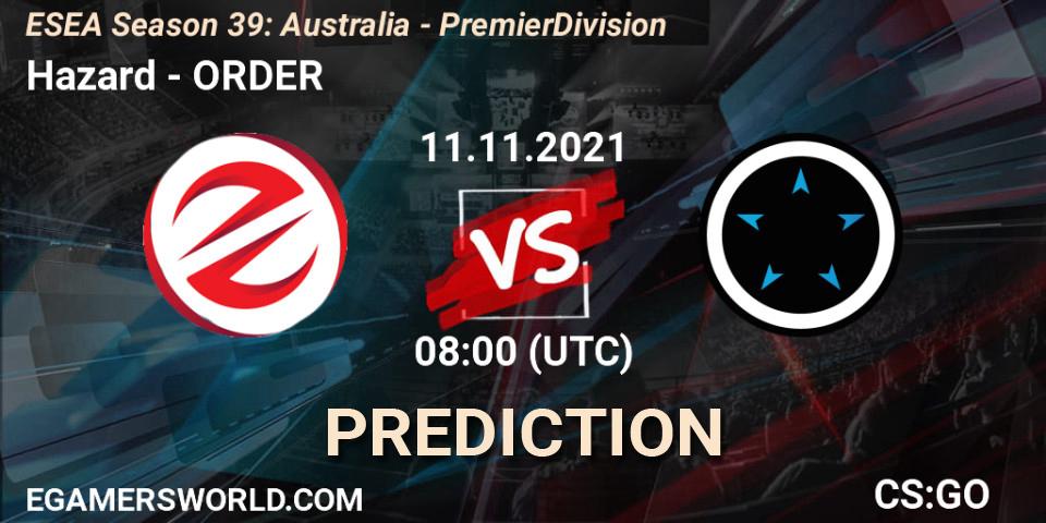 Pronósticos Hazard - ORDER. 11.11.21. ESEA Season 39: Australia - Premier Division - CS2 (CS:GO)