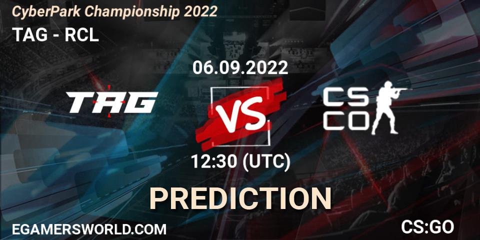 Pronósticos TAG - RCL. 06.09.2022 at 13:00. CyberPark Championship 2022 - Counter-Strike (CS2)