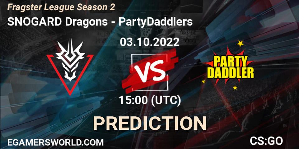 Pronósticos SNOGARD Dragons - PartyDaddlers. 03.10.2022 at 15:00. Fragster League Season 2 - Counter-Strike (CS2)