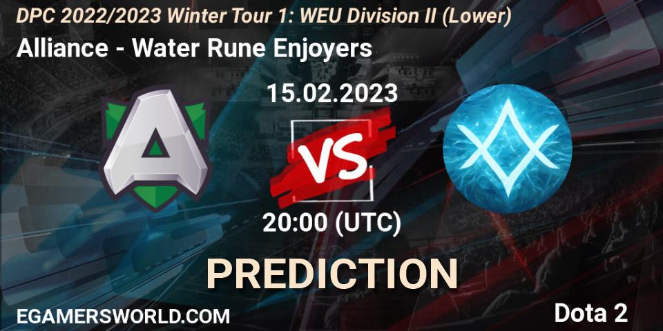 Pronósticos Alliance - Water Rune Enjoyers. 15.02.23. DPC 2022/2023 Winter Tour 1: WEU Division II (Lower) - Dota 2