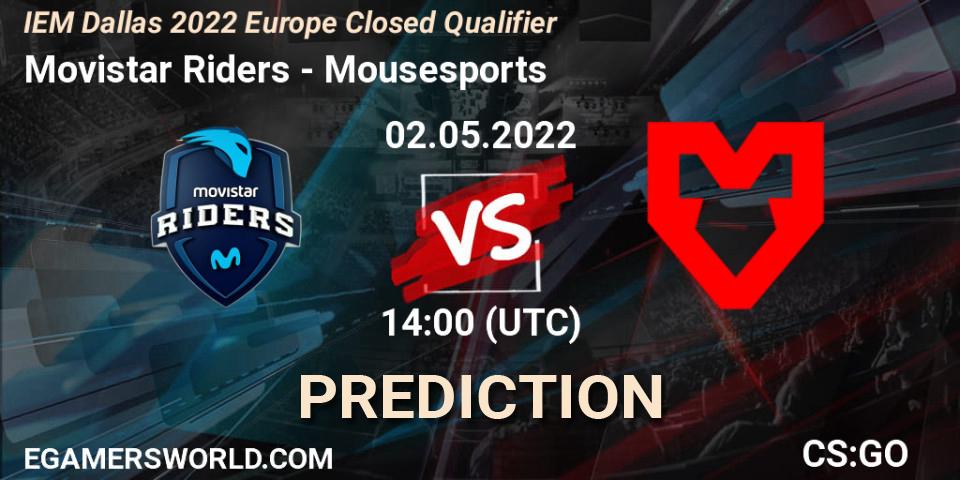Pronósticos Movistar Riders - Mousesports. 02.05.2022 at 14:00. IEM Dallas 2022 Europe Closed Qualifier - Counter-Strike (CS2)