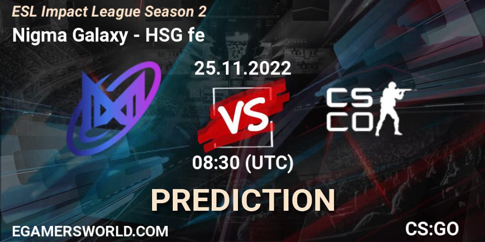 Pronósticos Galaxy Racer Female - HSG. 25.11.2022 at 08:30. ESL Impact League Season 2 - Counter-Strike (CS2)