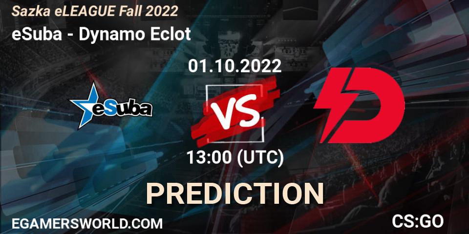 Pronósticos eSuba - Dynamo Eclot. 01.10.2022 at 12:05. Sazka eLEAGUE Fall 2022 - Counter-Strike (CS2)