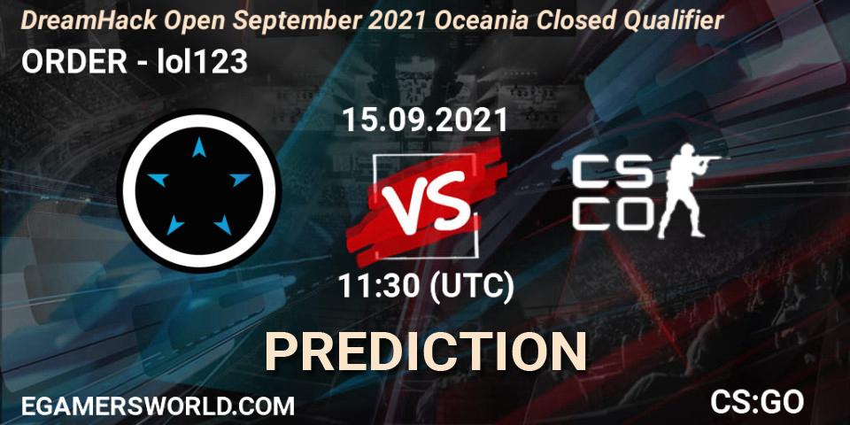 Pronósticos ORDER - lol123. 15.09.21. DreamHack Open September 2021 Oceania Closed Qualifier - CS2 (CS:GO)