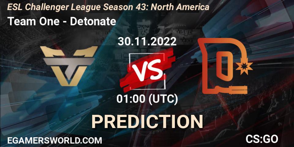 Pronósticos Team One - Detonate. 30.11.22. ESL Challenger League Season 43: North America - CS2 (CS:GO)