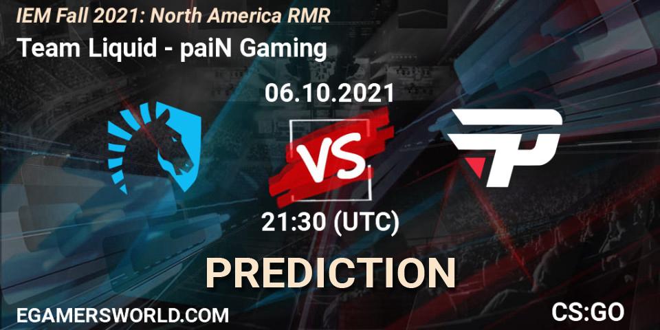 Pronósticos Team Liquid - paiN Gaming. 06.10.2021 at 22:00. IEM Fall 2021: North America RMR - Counter-Strike (CS2)