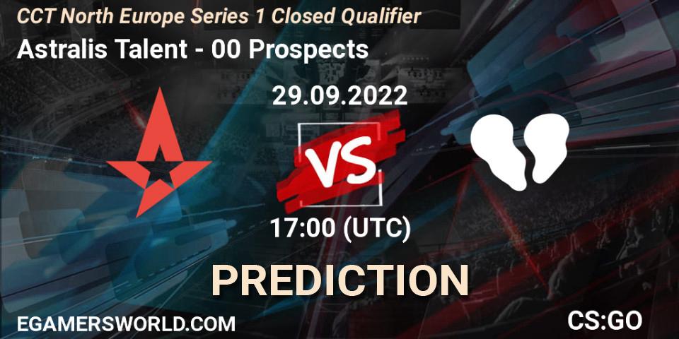 Pronósticos Astralis Talent - 00 Prospects. 29.09.2022 at 17:00. CCT North Europe Series 1 Closed Qualifier - Counter-Strike (CS2)