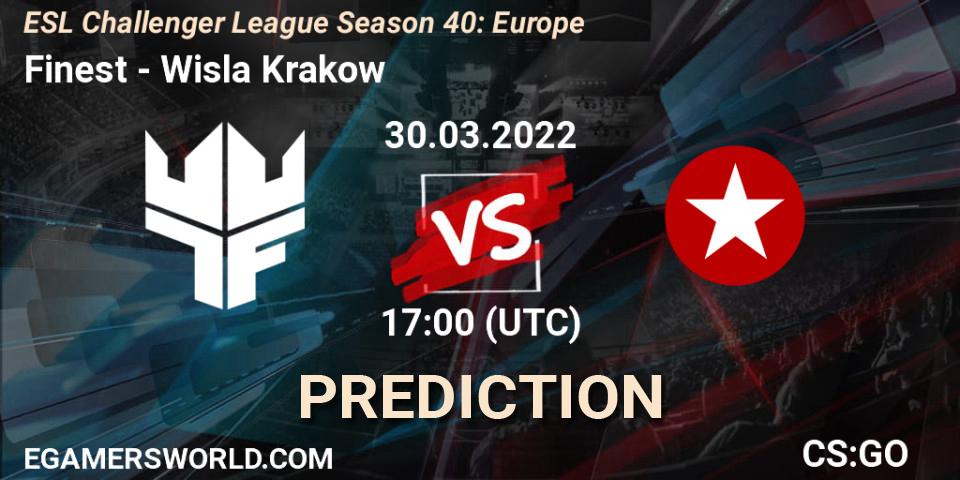 Pronósticos Finest - Wisla Krakow. 30.03.2022 at 17:00. ESL Challenger League Season 40: Europe - Counter-Strike (CS2)