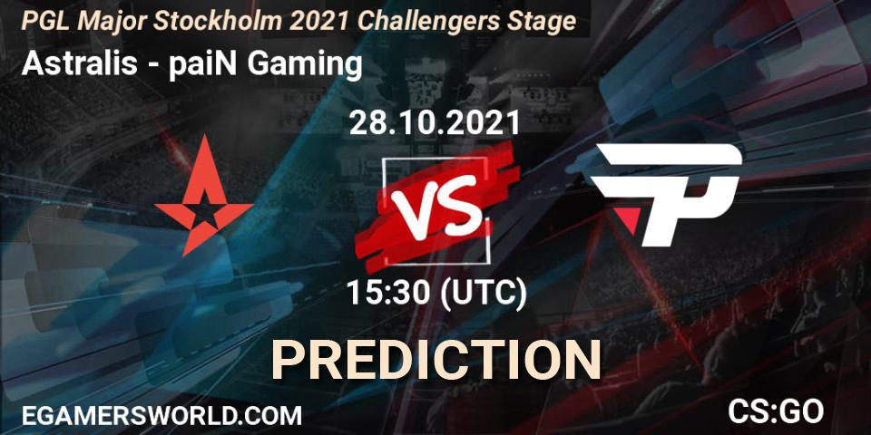 Pronósticos Astralis - paiN Gaming. 28.10.2021 at 15:35. PGL Major Stockholm 2021 Challengers Stage - Counter-Strike (CS2)