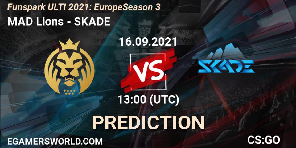 Pronósticos MAD Lions - SKADE. 16.09.2021 at 13:00. Funspark ULTI 2021: Europe Season 3 - Counter-Strike (CS2)