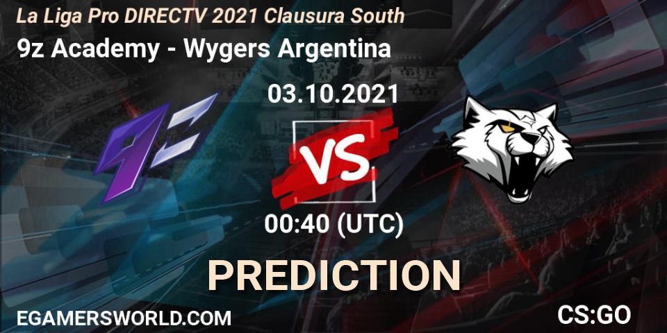 Pronósticos 9z Academy - Wygers Argentina. 03.10.2021 at 01:00. La Liga Season 4: Sur Pro Division - Clausura - Counter-Strike (CS2)