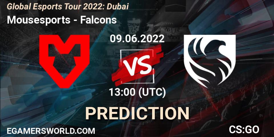 Pronósticos Mousesports - Falcons. 09.06.2022 at 14:55. Global Esports Tour 2022: Dubai - Counter-Strike (CS2)