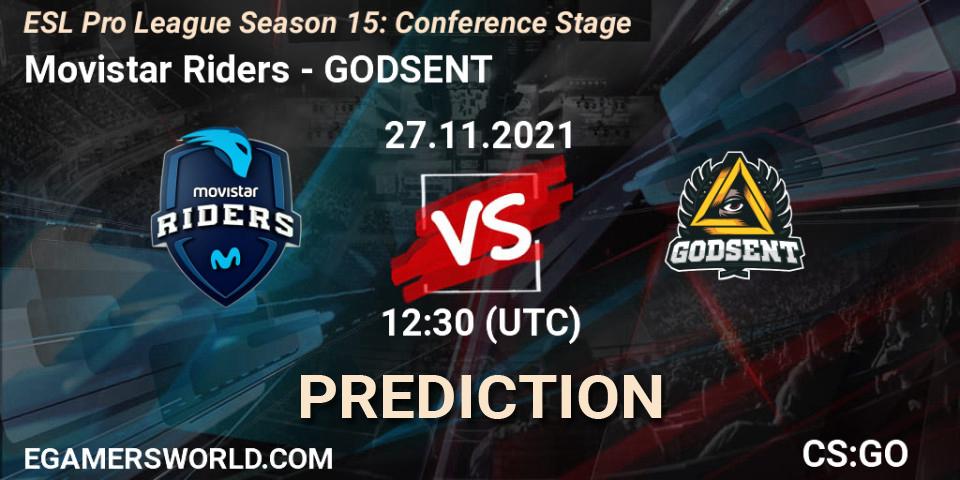 Pronósticos Movistar Riders - GODSENT. 27.11.2021 at 12:30. ESL Pro League Season 15: Conference Stage - Counter-Strike (CS2)