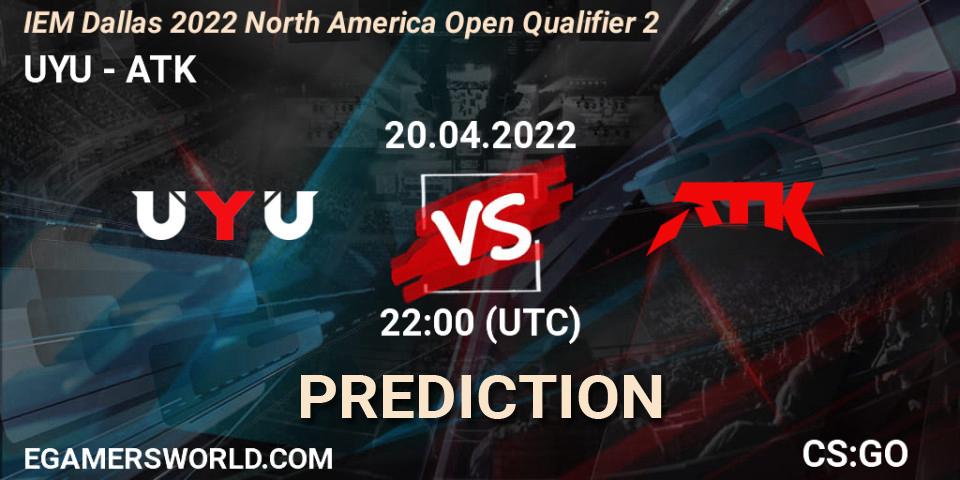 Pronósticos UYU - ATK. 20.04.2022 at 22:00. IEM Dallas 2022 North America Open Qualifier 2 - Counter-Strike (CS2)