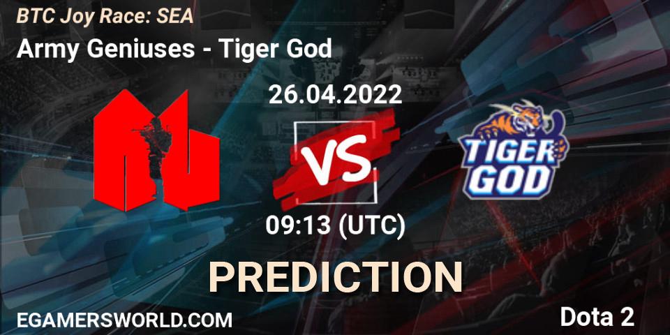 Pronósticos Army Geniuses - Tiger God. 26.04.22. BTC Joy Race: SEA - Dota 2