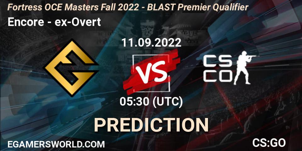 Pronósticos Encore - ex-Overt. 11.09.22. Fortress OCE Masters Fall 2022 - BLAST Premier Qualifier - CS2 (CS:GO)