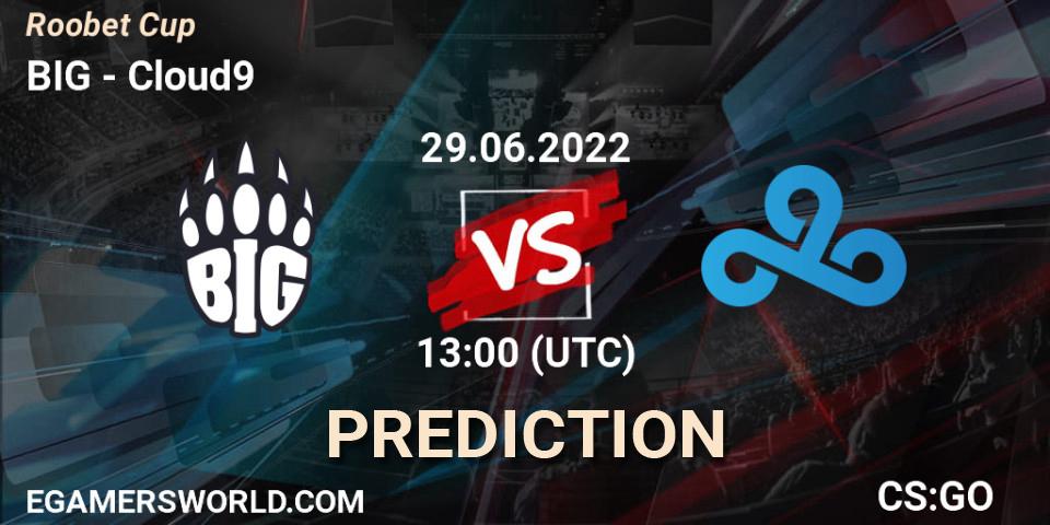 Pronósticos BIG - Cloud9. 29.06.2022 at 13:00. Roobet Cup - Counter-Strike (CS2)
