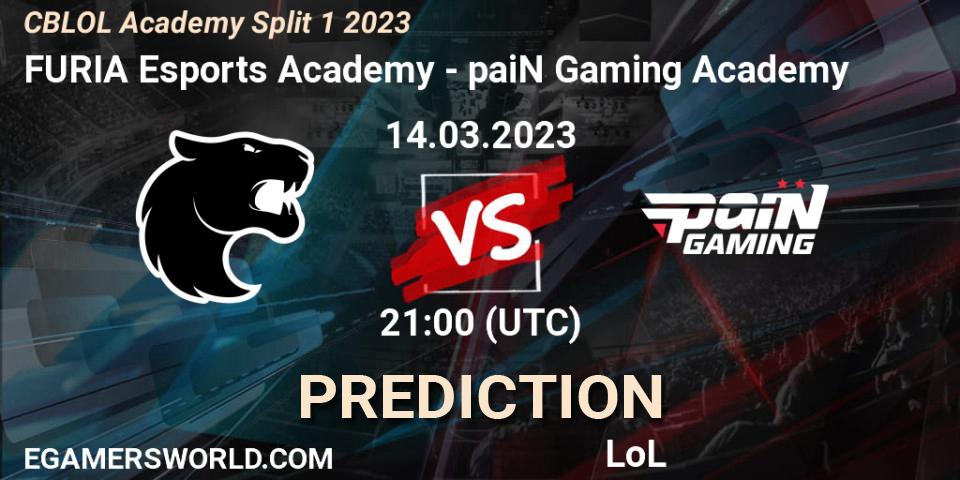 Pronósticos FURIA Esports Academy - paiN Gaming Academy. 14.03.2023 at 21:00. CBLOL Academy Split 1 2023 - LoL