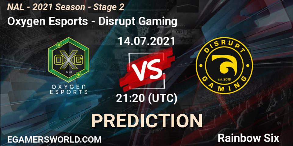 Pronósticos Oxygen Esports - Disrupt Gaming. 14.07.2021 at 21:20. NAL - 2021 Season - Stage 2 - Rainbow Six