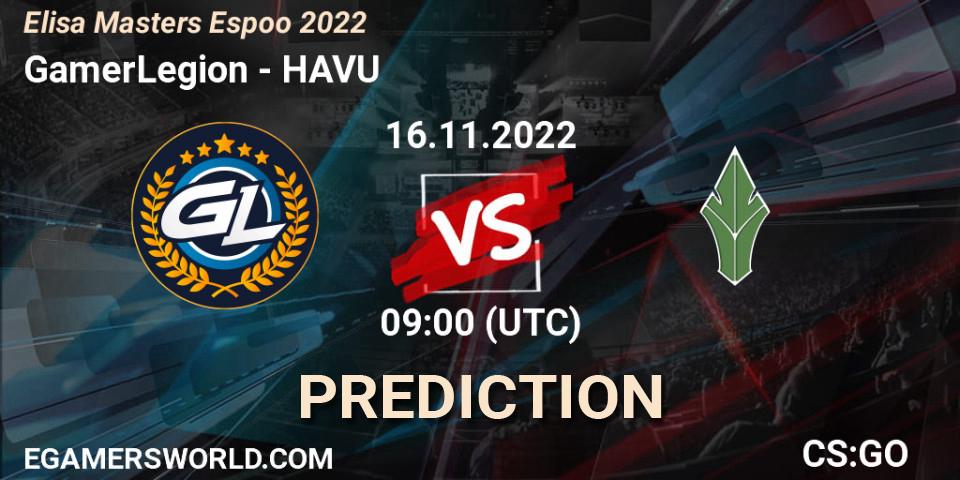 Pronósticos GamerLegion - HAVU. 16.11.22. Elisa Masters Espoo 2022 - CS2 (CS:GO)