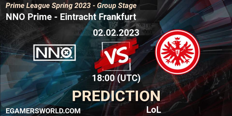 Pronósticos NNO Prime - Eintracht Frankfurt. 02.02.2023 at 20:00. Prime League Spring 2023 - Group Stage - LoL