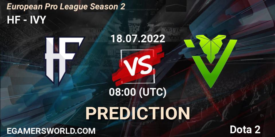 Pronósticos HF - IVY. 18.07.2022 at 08:21. European Pro League Season 2 - Dota 2