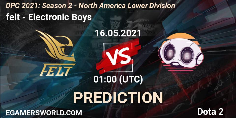 Pronósticos felt - Electronic Boys. 16.05.21. DPC 2021: Season 2 - North America Lower Division - Dota 2