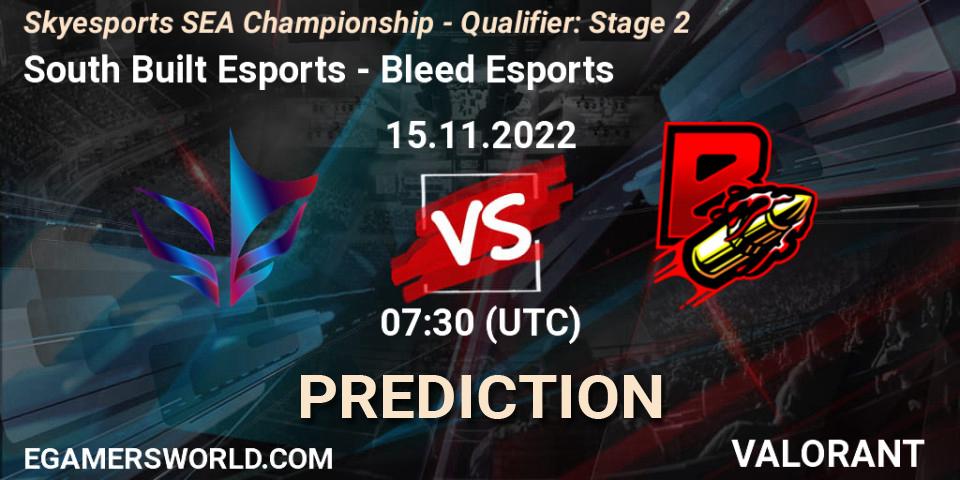 Pronósticos South Built Esports - Bleed Esports. 15.11.2022 at 07:30. Skyesports SEA Championship - Qualifier: Stage 2 - VALORANT