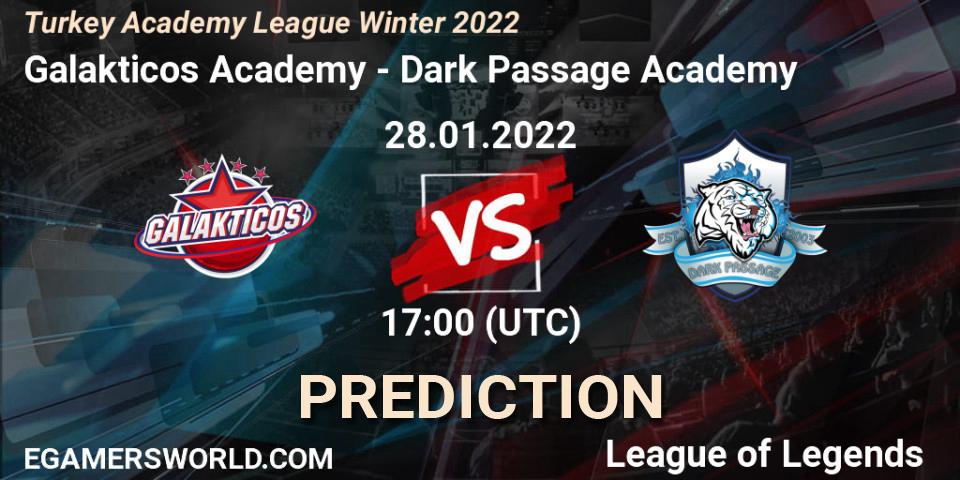 Pronósticos Galakticos Academy - Dark Passage Academy. 28.01.2022 at 17:00. Turkey Academy League Winter 2022 - LoL