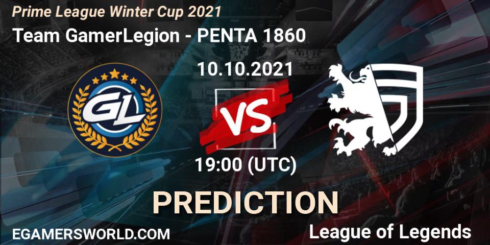 Pronósticos Team GamerLegion - PENTA 1860. 10.10.2021 at 19:00. Prime League Winter Cup 2021 - LoL