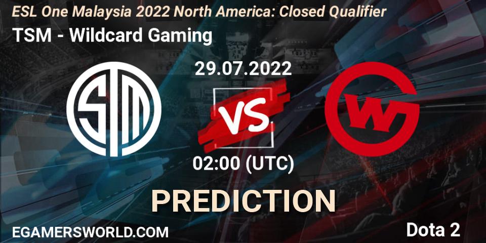 Pronósticos TSM - Wildcard Gaming. 29.07.22. ESL One Malaysia 2022 North America: Closed Qualifier - Dota 2