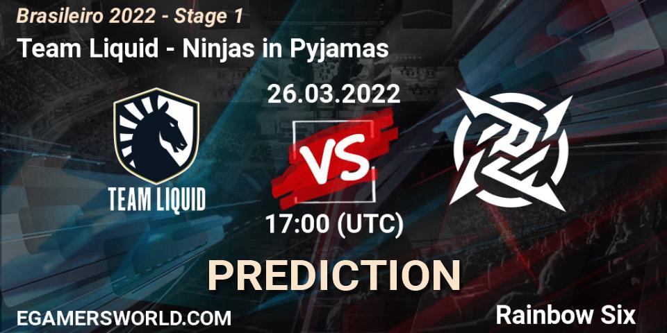 Pronósticos Team Liquid - Ninjas in Pyjamas. 26.03.22. Brasileirão 2022 - Stage 1 - Rainbow Six