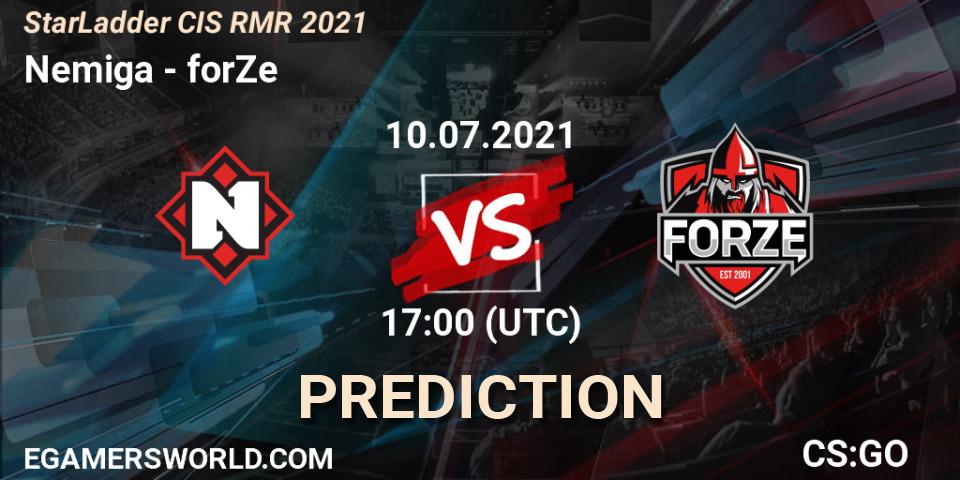Pronósticos Nemiga - forZe. 01.07.2021 at 17:00. StarLadder CIS RMR 2021 - Counter-Strike (CS2)