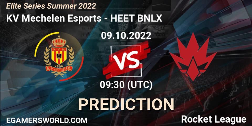 Pronósticos KV Mechelen Esports - HEET BNLX. 09.10.2022 at 09:30. Elite Series Summer 2022 - Rocket League
