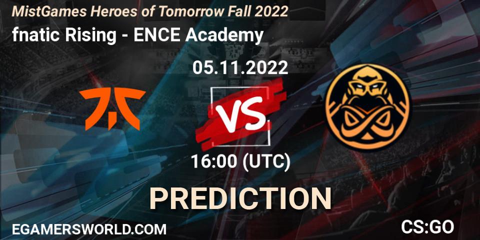 Pronósticos fnatic Rising - ENCE Academy. 05.11.22. MistGames Heroes of Tomorrow Fall 2022 - CS2 (CS:GO)
