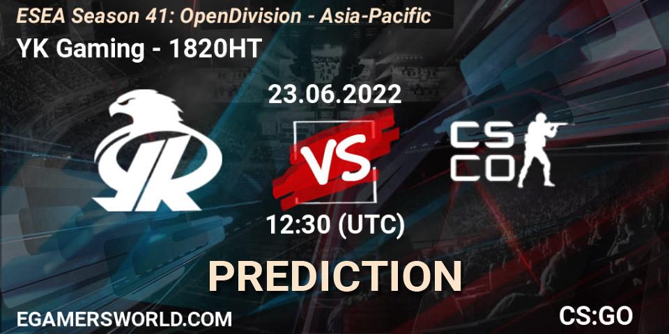 Pronósticos YK Gaming - 1820HT. 23.06.2022 at 12:30. ESEA Season 41: Open Division - Asia-Pacific - Counter-Strike (CS2)