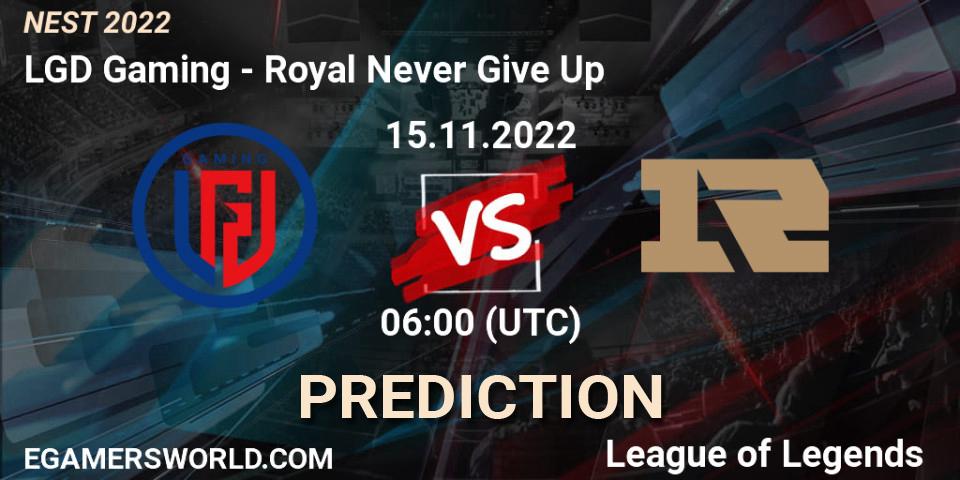 Pronósticos LGD Gaming - Royal Never Give Up. 15.11.22. NEST 2022 - LoL