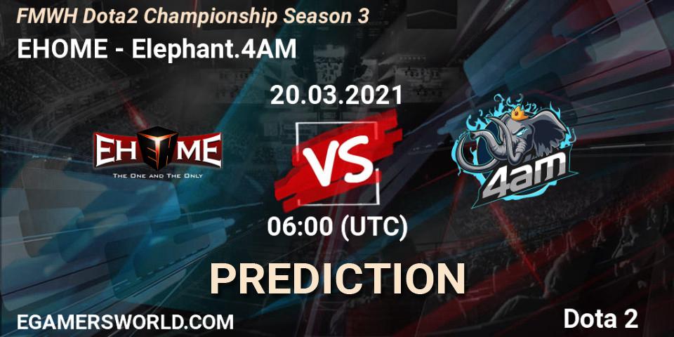 Pronósticos EHOME - Elephant.4AM. 20.03.2021 at 06:00. FMWH Dota2 Championship Season 3 - Dota 2