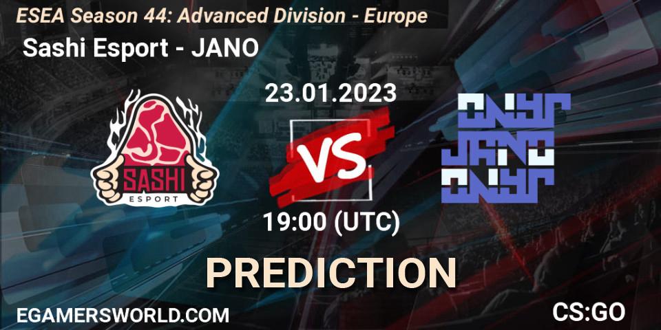 Pronósticos Sashi Esport - JANO. 31.01.2023 at 16:00. ESEA Season 44: Advanced Division - Europe - Counter-Strike (CS2)