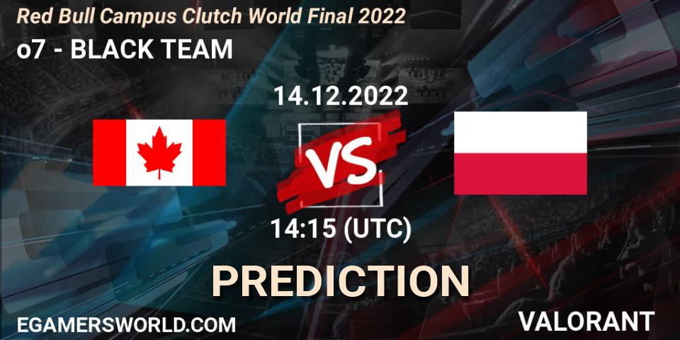 Pronósticos o7 - BLACK TEAM. 14.12.2022 at 14:15. Red Bull Campus Clutch World Final 2022 - VALORANT